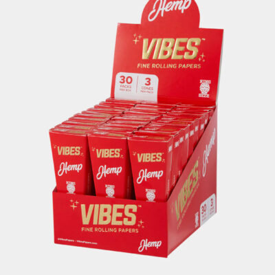 Vibes King Size Pre Rolled Cones - 3 Cones Per Pack - 30 Pack Per Box