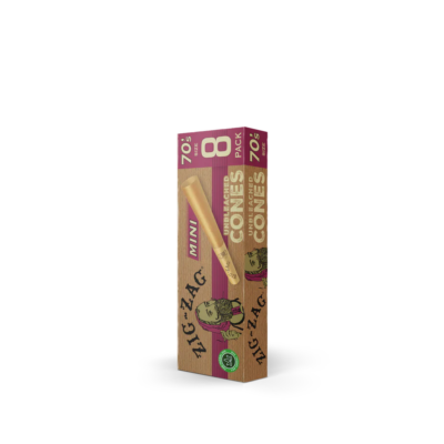 Zig Zag Mini Unbleached Cones 70mm - 8 Cones Per Pack - 18 Packs Per Display
